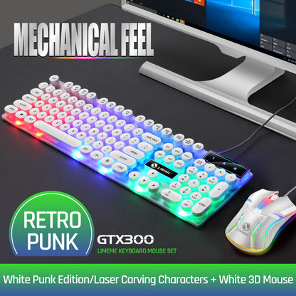 Limo GTX300 Wired Keyboard and Mouse Set Punk Retro Keyboard