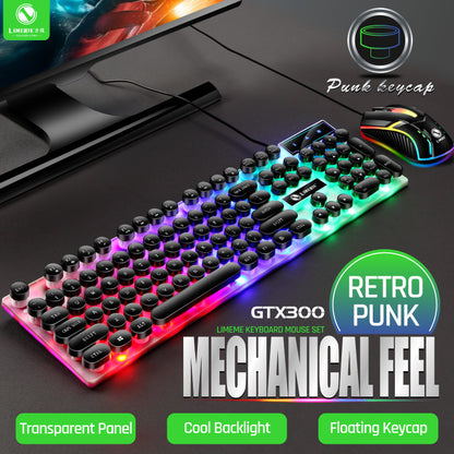 Limo GTX300 Wired Keyboard and Mouse Set Punk Retro Keyboard