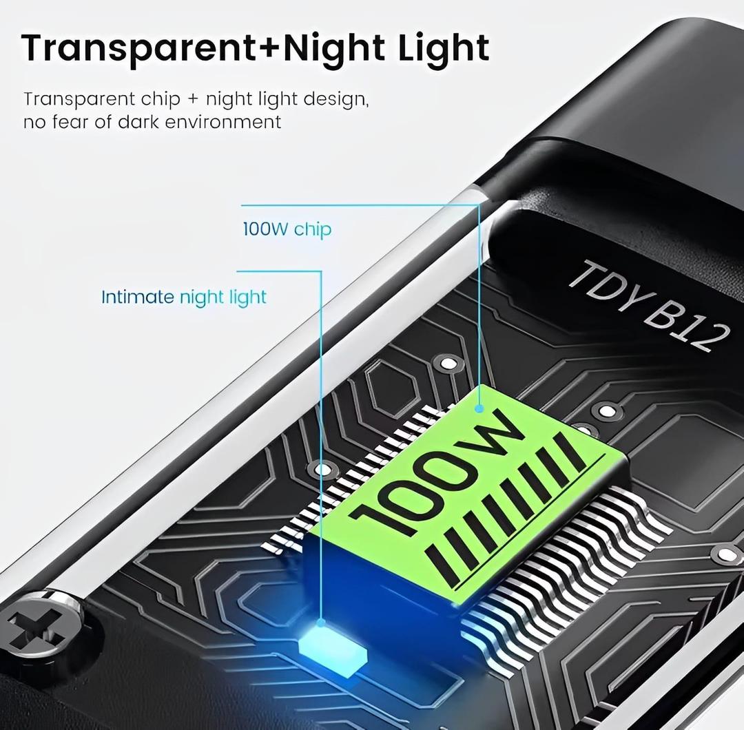 3 in One 100 Watts Fast Charging Cable - 1 Pcs Black Copper Core